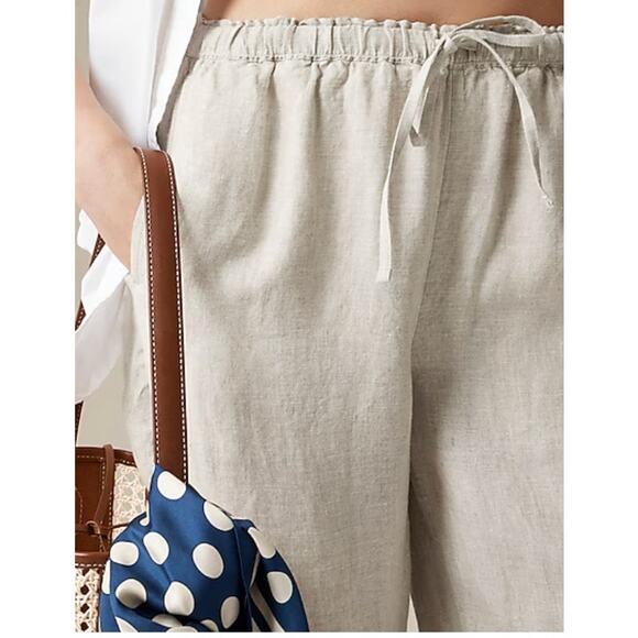J. Crew Soleil Linen Pants S NWT Flax Cream White CI939 J.Crew Travel Beach - Picture 3 of 5